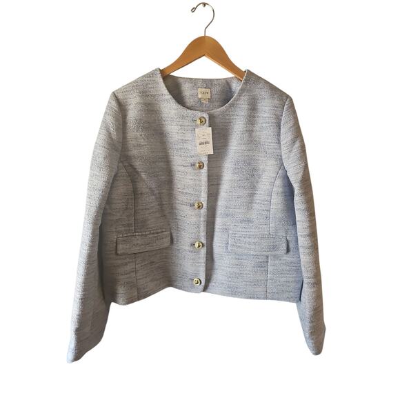 J. CREW sz 16 baby blue Tweed lady jacket new with tags $225 - Picture 7 of 9